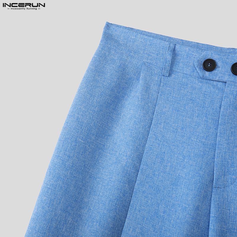 INCERUN Men Sets Lapel Neck Wrap Blazer Tops and Trousers Long Pants Casual Suits Outfits