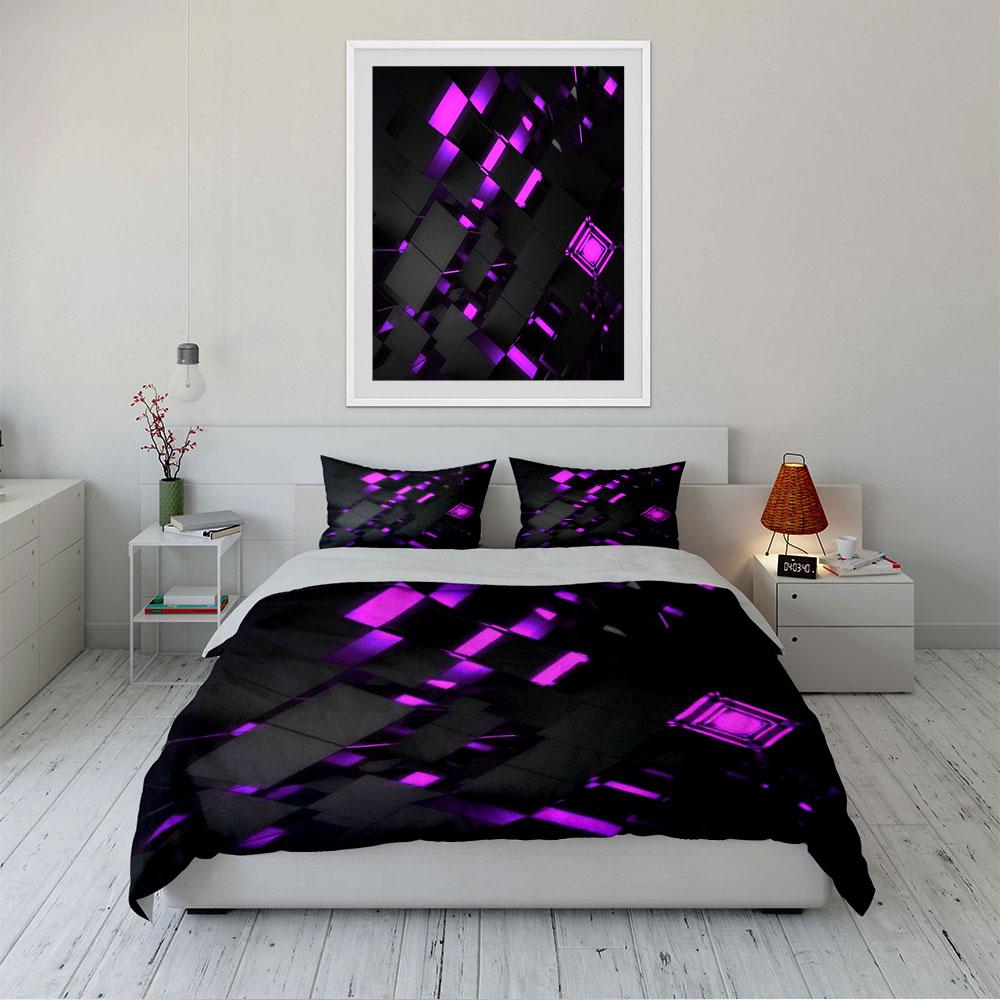 "Purple Geometric Pattern Set" Bedding Duvet Cover Set Duvet Cover Pillowcases (1 * Duvet Cover 2 * Pillowcases, without duvet insert)