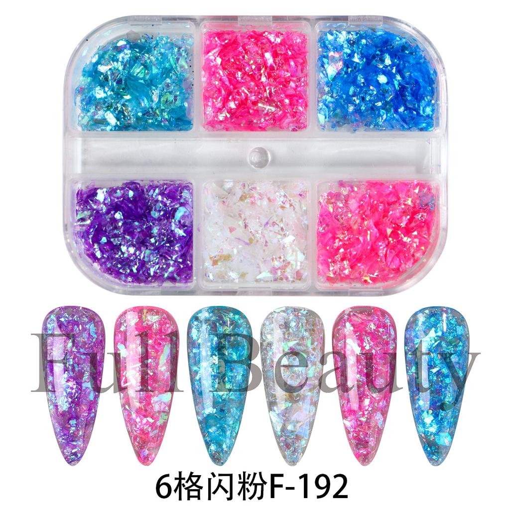 New Nail Glitter Ins Colorful Shell Paper 12 Grids Nail Glitter