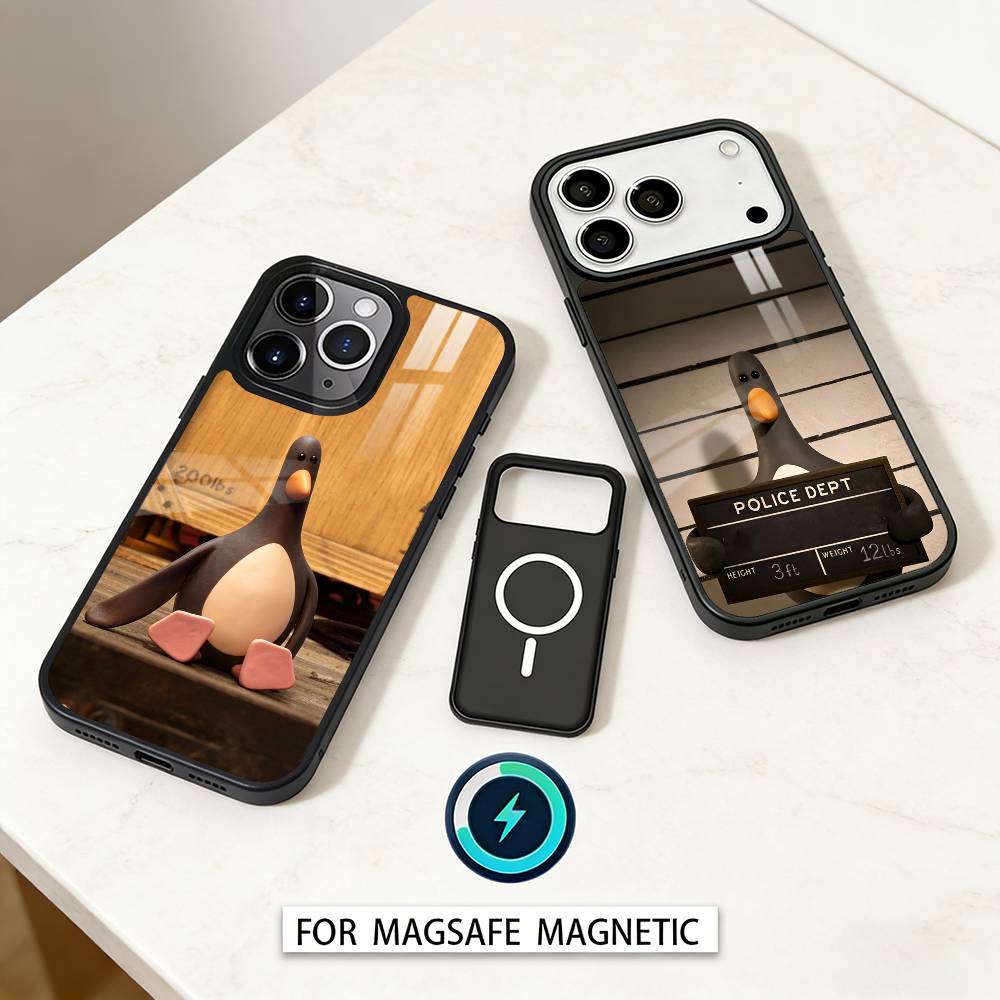 Cute Retro Villain Penguin Phone Case For iPhone 17,16,15,14,13,12,Pro,Max For Magsafe Magnetic Wireless Charging