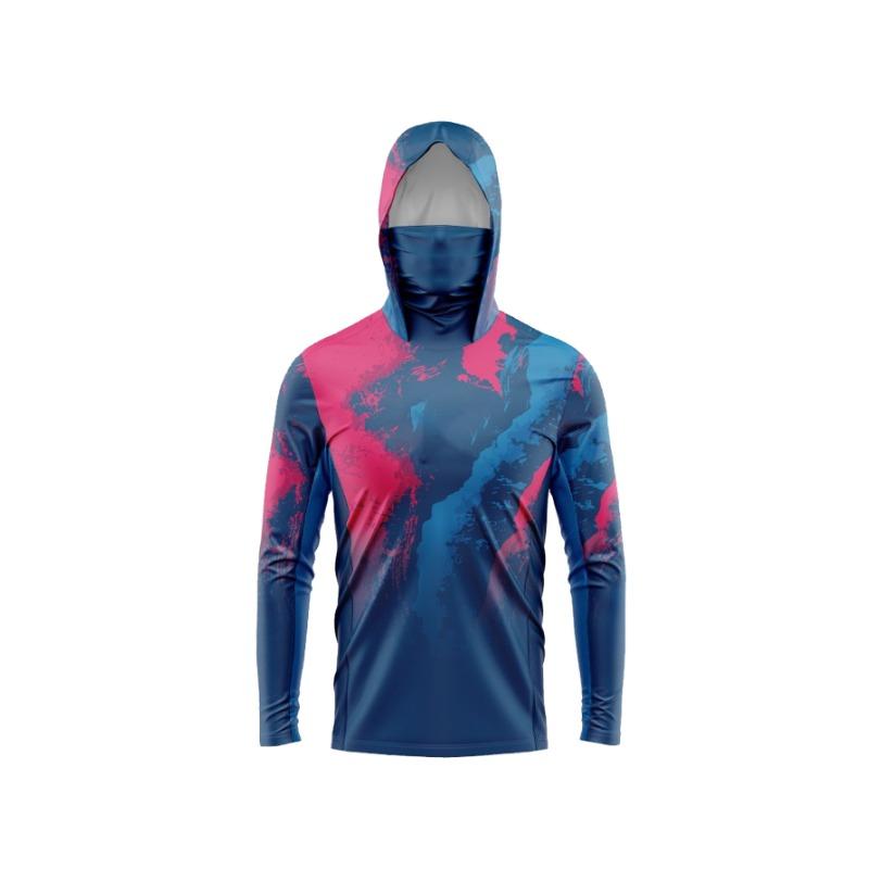 Men Long Sleeve Fishing Hoodie Mask Anti-UV Sun Protection Clothes Fish Shirt Hunting Fish Jersey UPF 50+