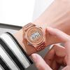 Damen Casual LED Elektronische Uhr Retro Edelstahlarmband Damen LED Digitaluhr Multifunktions Sport Armbanduhr Uhr