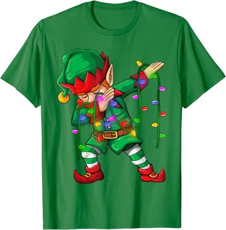 Dabbing Santa Elf Unicorn Christmas Costume Squad Kids Boys Unisex Xmas Gifts TShirt Funny DabbingElf Family Matching Tee Tops