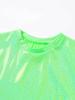 Kids Girls and Boys Casual Metallic Shiny Short Sleeve T-shirt Sparkly Jazz Dance Tops
