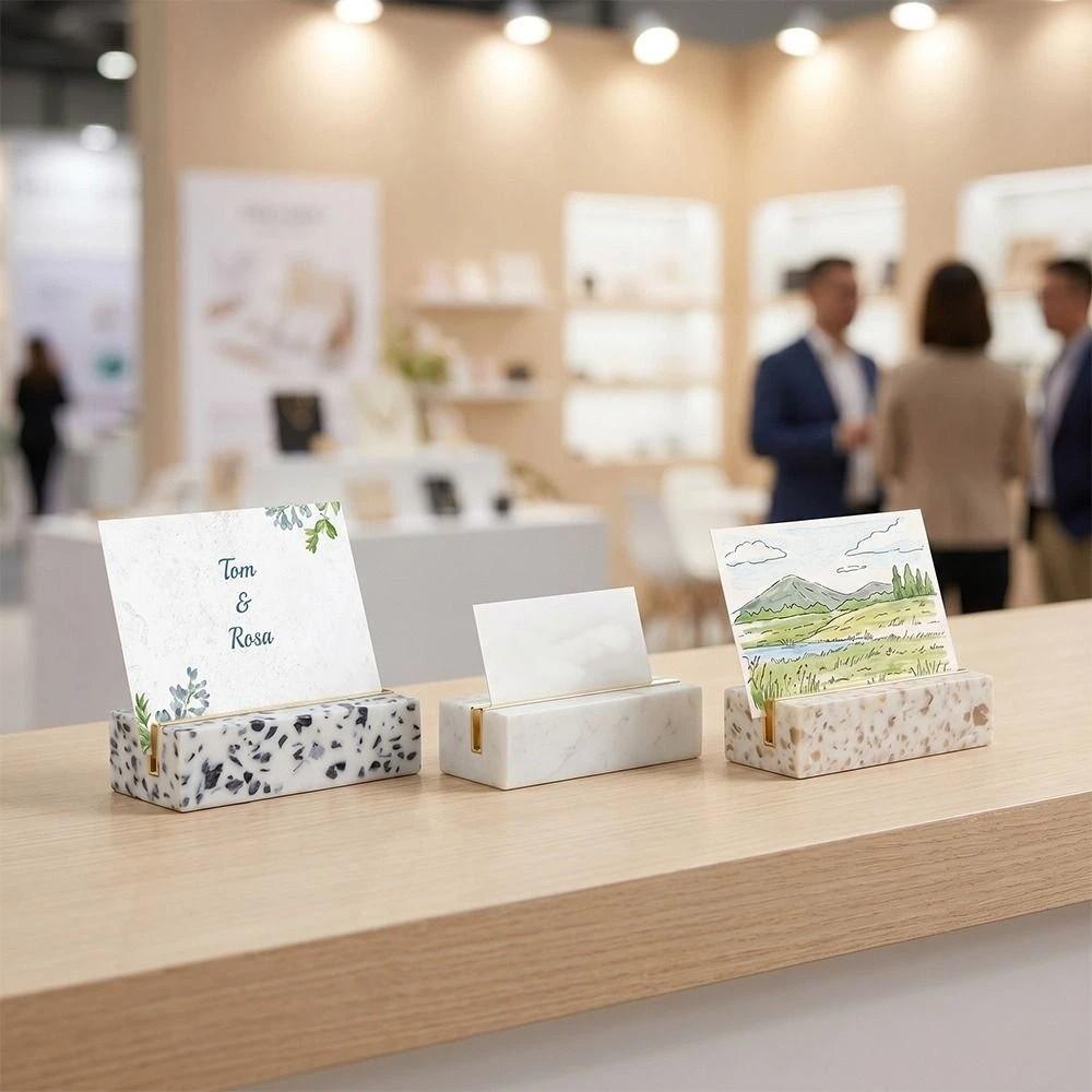 Marble Texture Desktop Business Card Holder Creative Design Postcard Calendar Stand Business Use
