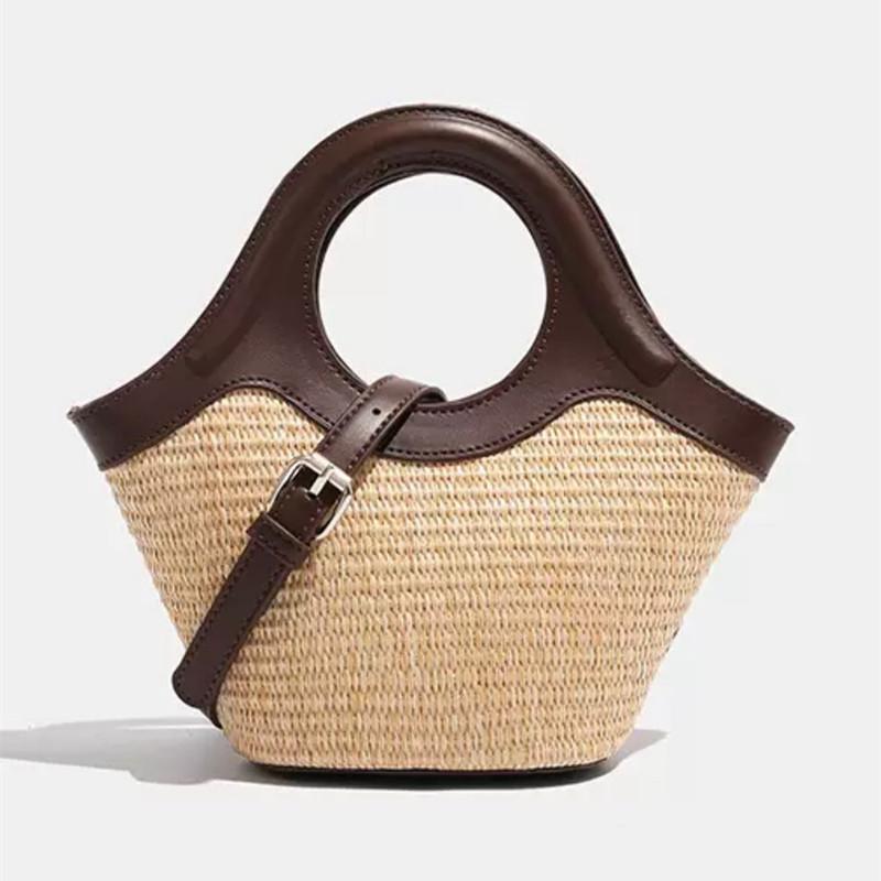 

2025 Women New Design Versatile Straw Woven Handbags Lady Handmade Rattan Tote Summer Beach Shoulder Bag Casual Travel Totes