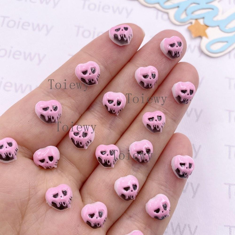 50pcs Resin Painted Halloween Decor Mini Colorful Skull Art Nail Flatback Rhinestone Applique DIY Wedding Scrapbook Decor Crafts
