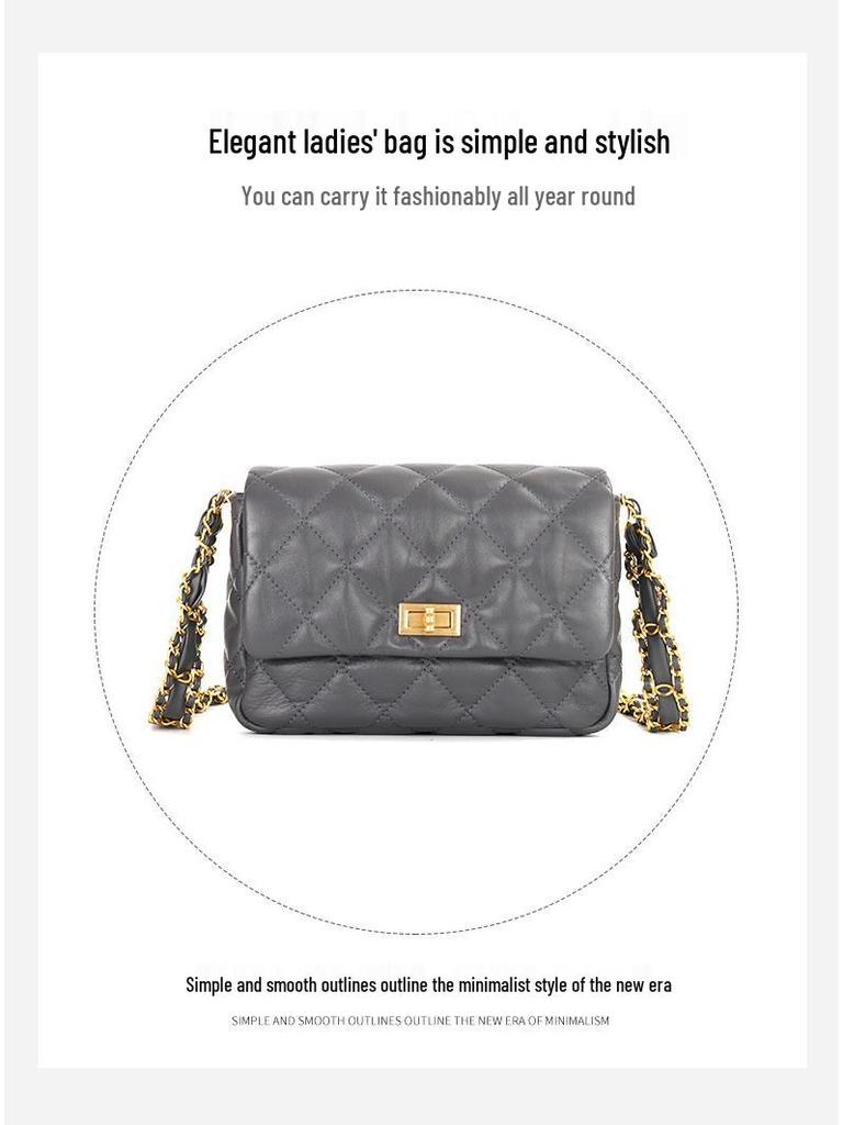 Chic Calfskin Mini Bag - Diamond Pattern Chain Crossbody
