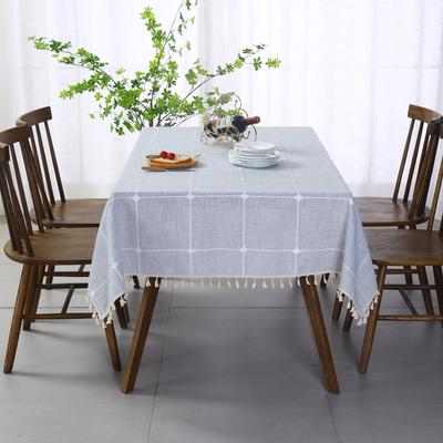 Household Cotton Linen Tablecloth Ins Style Simple Fabric Plaid New Chinese Coffee Table Mat Tablecloth Wear-Resistant Table Cloth