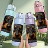 1PC Black Brown Dachshund Dog 750ml Color Plastic Sports Water Bottle Leakproof Flip Straw Lid Suitable for Sports Office Home Use