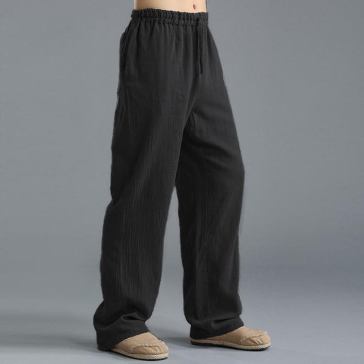 Men's Large Size Straight Trousers Loose Trend Casual Trousers Linen Breathable Sports Trousers Man