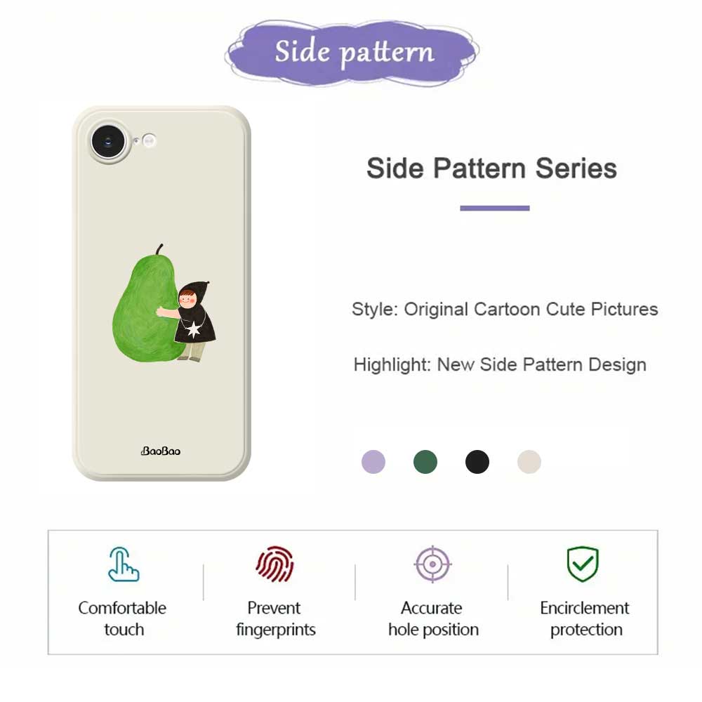 Pro iPhone 16e Pouzdro Hug Zelená Hruška Vzor Potisk Rovná Hrana TPU Kryt na Zadní Stranu Telefonu