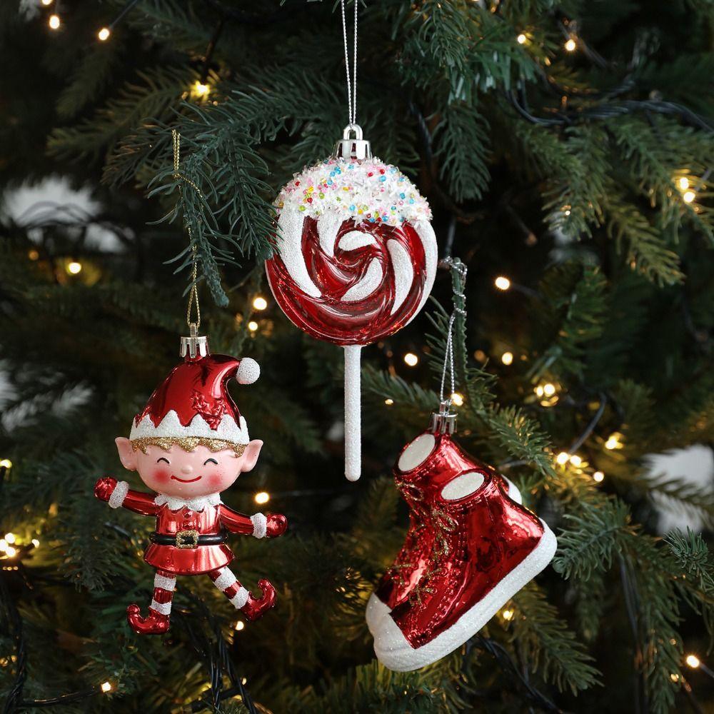 DIY Decor Cartoon Santa Claus Pendant Red&White Hanging Painted Ornaments  Xmas