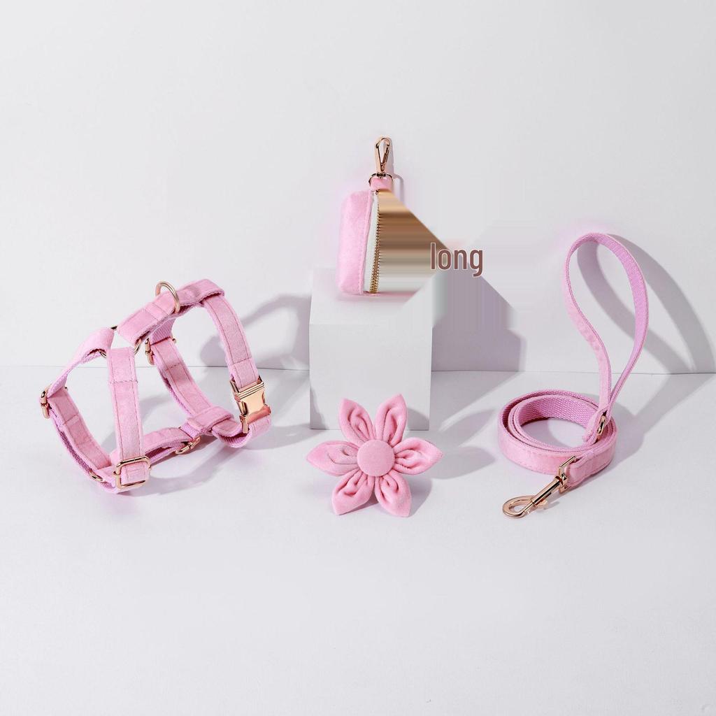 Chic Powder & Velvet Pet Vest and Leash Set with Dog Collar and Waste Bag Holder
