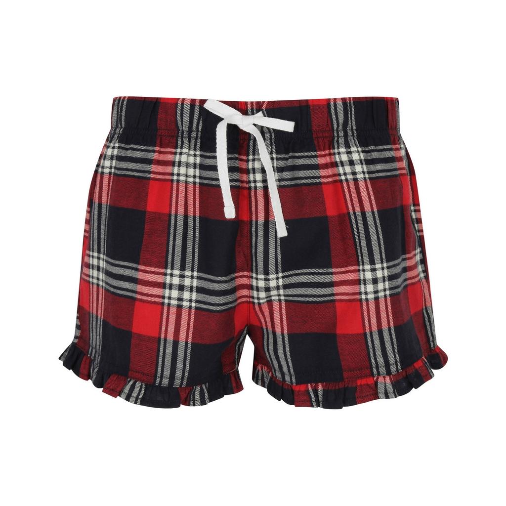 SF Womens/Ladies Tartan Frill Lounge Shorts