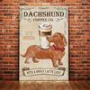 Dachshund Tin Metal Sign Coffee Poster Gift Wall Art for Cafe Kitchen Coffee Corner Coffee Pot for Men Women Xmas Gift 8x12inch