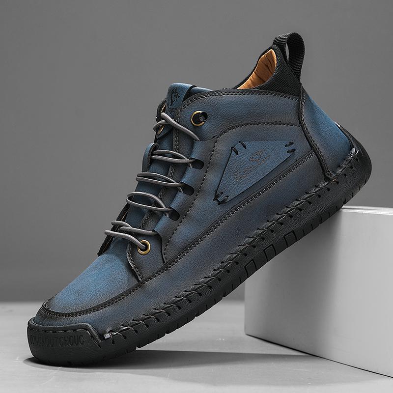 Cusute manual Cizme pentru bărbați din piele Piele naturală Pantofi casual din piele pentru bărbați Cizme de gleznă pentru bărbați Pantofi casual Mărime mare Pantofi de lucru