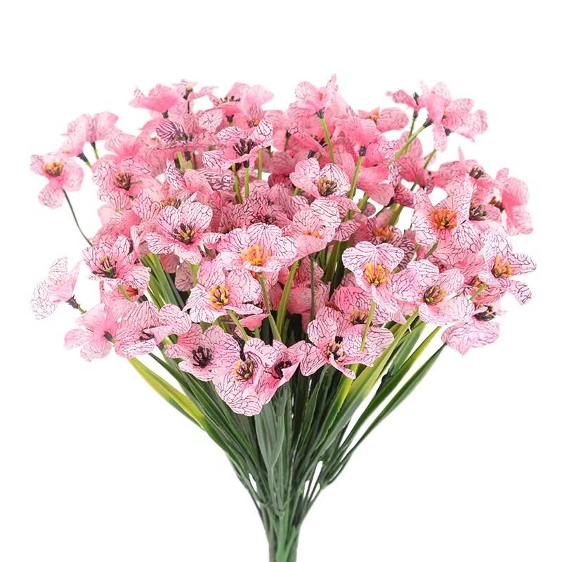 1 Bouquets Artificial Violet Flowers Silk Flowers Fake Grass Plants For Wedding Home Garden Decoration Birthday Xmas Party Decor