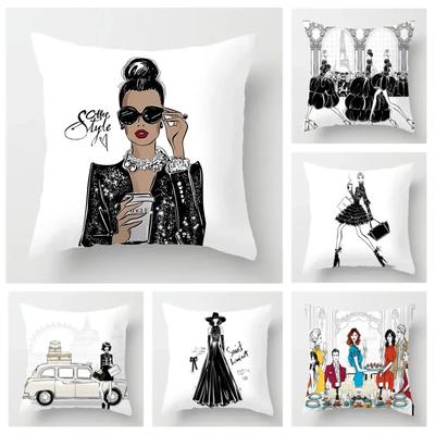 Poszewka na poduszkę 45x45cm Dekoracja domu Salon Sofa Poszewka na poduszkę Skandynawska moda Damska poszewka Dekoracja