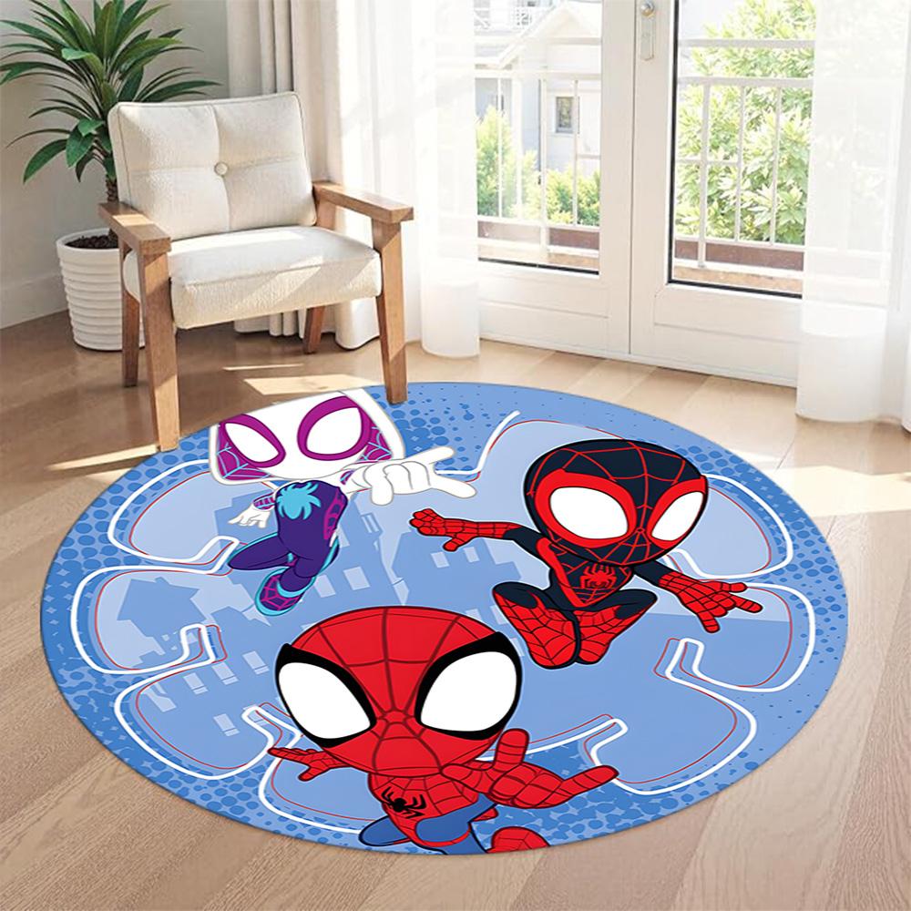 Spider-man Round Floor Mat Suitable for Game Room Living Rooms Dormitory Kitchen Anti-slip Round Rug Decorate Offices Best for Christmas