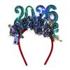 Hair Hoop 2026 Shiny Sequin Headband Elastic Festive Hairband with Plush Ribbons Colorful New Year Party Accessory