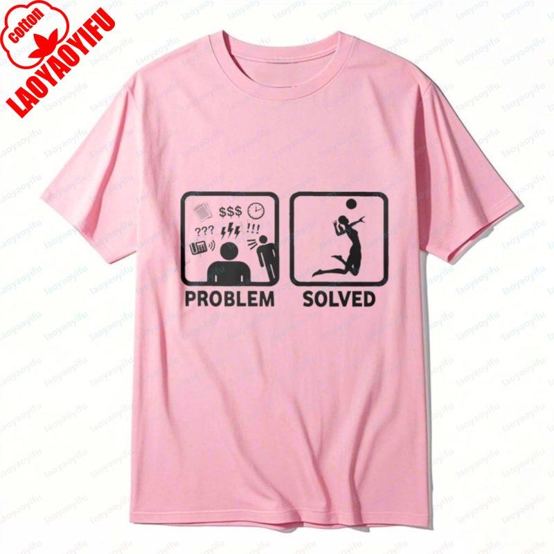 

Problem Solved Volleyball Player Graphic Print TShirt Funny Sportswear Summer Casual Fashion Sport Women Men Tops Camisetas S