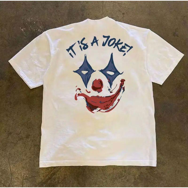 

Make Money for Charity 260G Heavy Weight Pure Cotton! Clown Creative Simple Print Harajuku Style Oversize Trendy White L [260g Heavy weight pure cotton]]