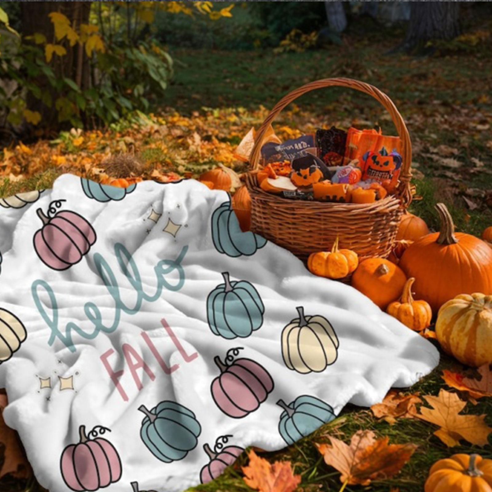 

Warm Halloween Pumpkin Flannel Blanket Lightweight and Soft Plush Sleep Blanket Creative Gift Halloween Decoration Trick or Trea 30x40in