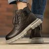 Retro Men's Ankle Boots Waterproof Casual Leather Boots High Top Shoes for Men Non Slip Work Boots