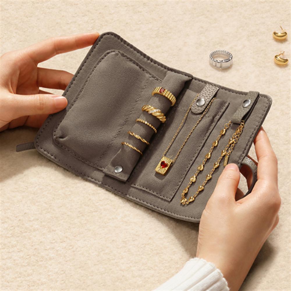 PU-Leder Schmucktasche Halsketten-Rolltasche Reise-Tragbare Schmuckaufbewahrungstasche Ring-Armband-Aufbewahrungs-Rolltasche