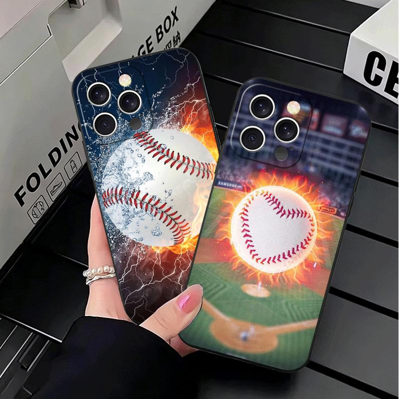 Baseball Sport Soft Phone Case for iPhone 16 16E 17 Air 15 Pro Max 14 Plus 13 Mini 11 12 7 Black Cover Back Shell