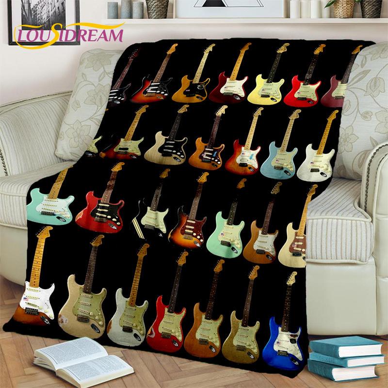 Electric Guitar Bass Classical Guitar Blanket,Throw Blanket for Home Bedroom Bed Sofa Picnic Office Hiking Leisure Nap Cover Kid