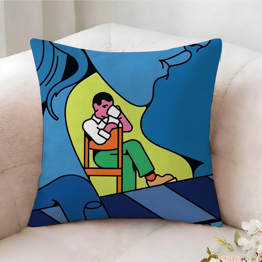 Emotional Illustration Pillow Case Pillowcase Doublesided Printed Sofa Cushion Bedroom Headboard Pillow