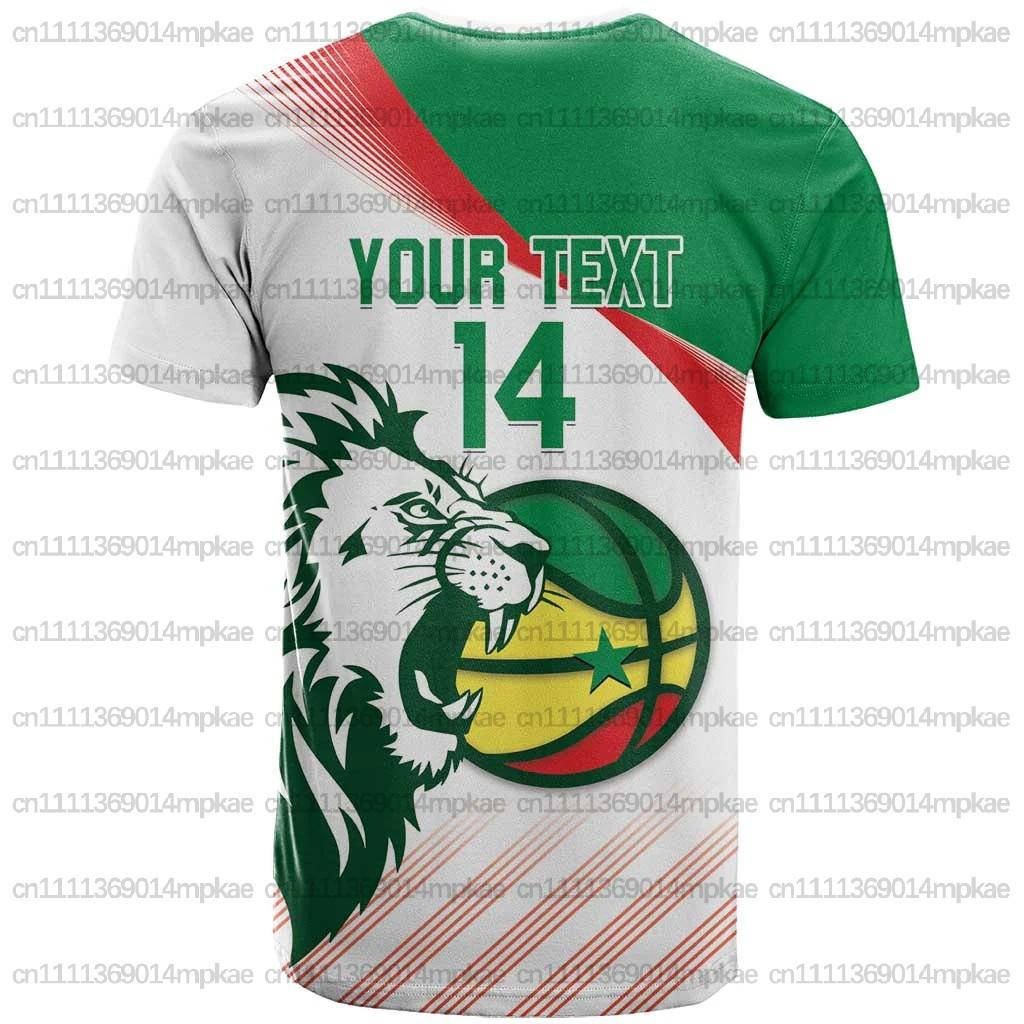Men's Crew Neck Short Sleeve T-Shirt, Senegal National Print T-Shirt, Football Style, Simple Top, Loose Fit, African T-Shirt