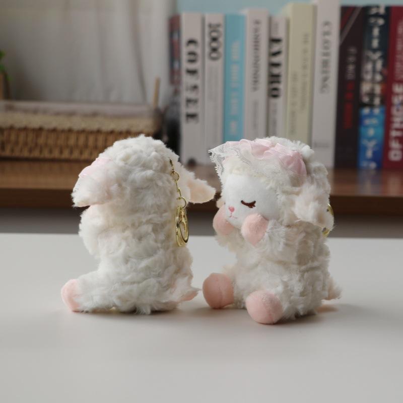 Anime Soft Lamb Keychain Fluffy Mini Stuffed Sheep Pendant Sweet Backpack Decor for Birthday Party Supplies