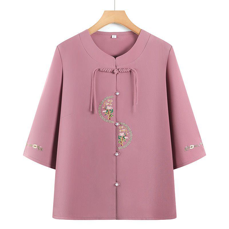 

Summer Chinese-Style Top for Fashionable Moms and Grandmas - Perfect for Middle-Aged and Elderly Women 3XL (120-135 jin)