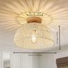 Nordic Semi-Circular Natural Handmade Wicker Lampshade Ceiling Mount for Island Cafe Bar Corridor Restaurant Bedroom Living Room