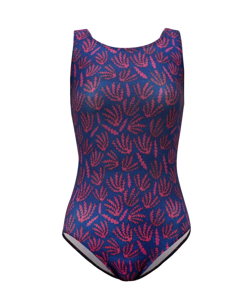 Akuatika Women'S Mid-Cut Indoor Swimsuit Aqa1666 Standard Goggles Pouch Nose Clip 7-Piece Set