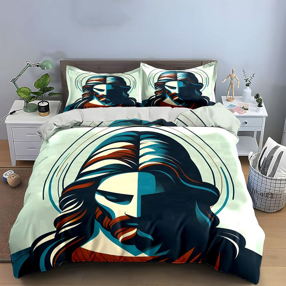 Jesus Christ Face Illustration. Bedding Sets Duvet Cover Sets Duvet Covers Pillowcases(1 * Duvet Cover 2 * Pillowcases, Without Duvet Insert)