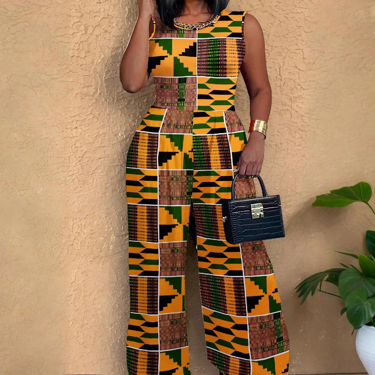 Женский безрукавный богемный комбинезон большого размера 2025 - Африканская мода, Трансграничный европейский и американский стиль 0XL