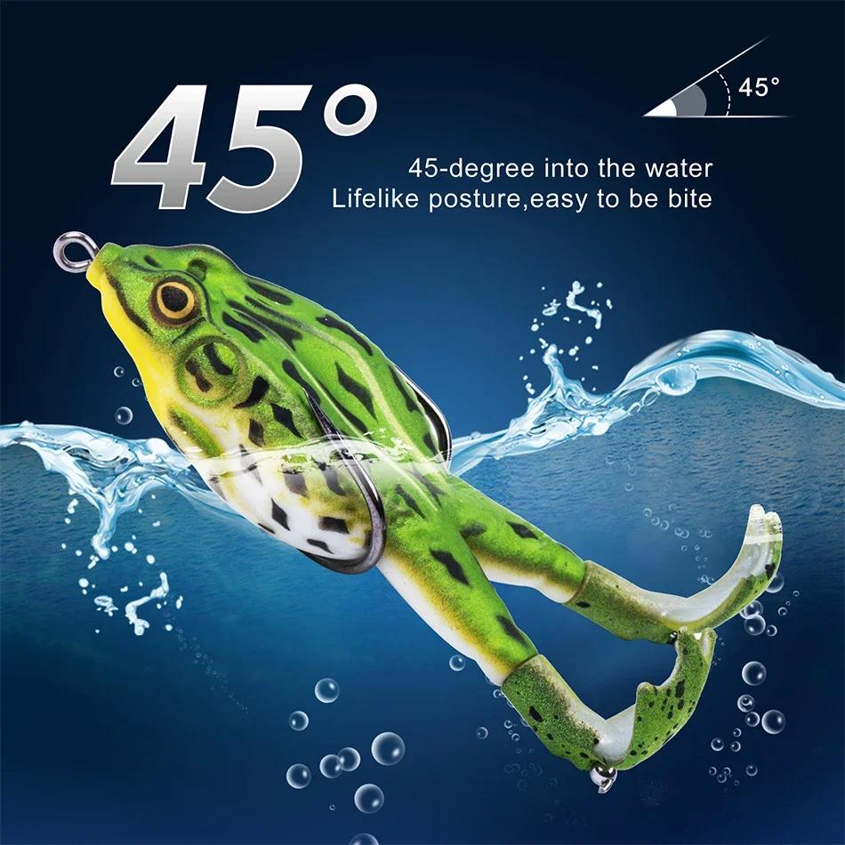 Froschköder, weicher Tubenköder aus Kunststoff mit Haken, Oberflächenköder mit weichen 3D-Augen, künstlicher, hängender Angelköder