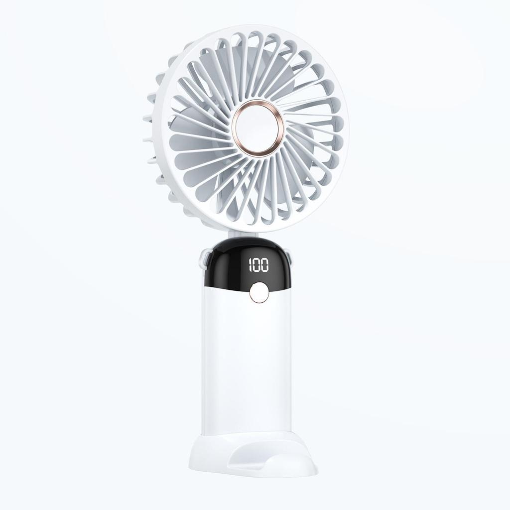Custom Mini Handheld Fan: Portable, Foldable, USB Rechargeable with Digital Display