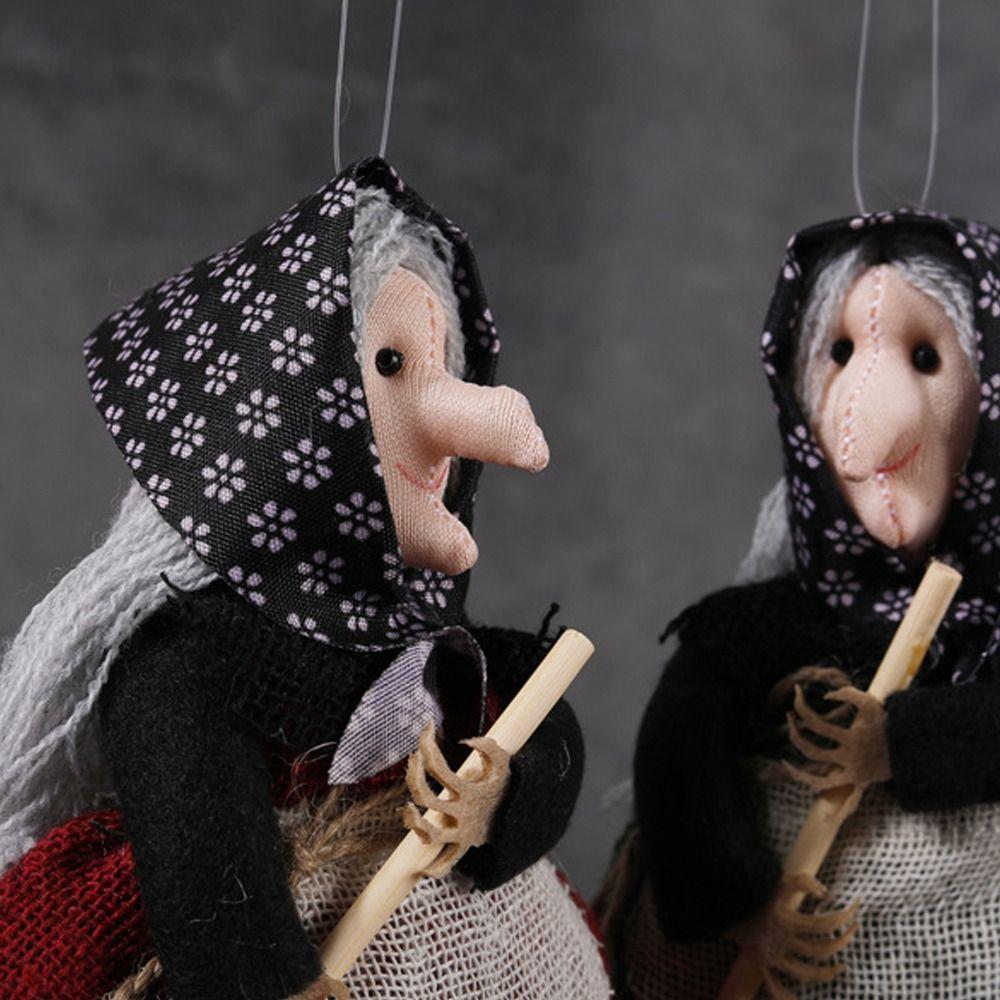 Creative Scary Halloween Apron Witch Doll Funny Cute Broom Witch Decoration Handicraft Halloween Witch Pendant Cosplay Party