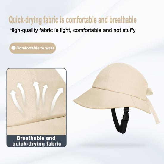 Women's Bow Knot Sun Hat UV Protection Wide Brim Bucket Hat with Ponytail Hole Summer Beach Hat for Outdoor Cycling Fishing Mountaineering