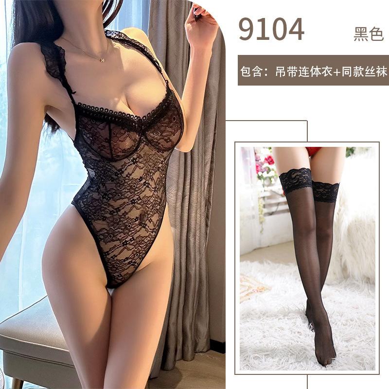 Leaky Chest Perspective Erotic Underwear Temptation Pure Lace Suspenders Small Breasts Show Big Sexy One-piece Open Crotch