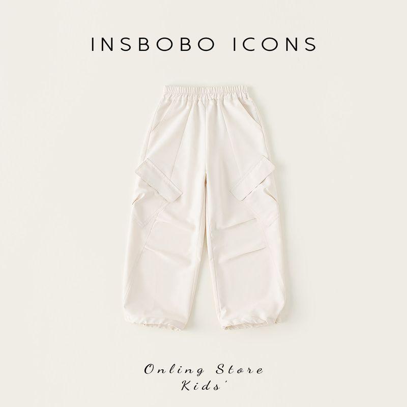 Insbobo Children s Pants 2025 New Casual Pants Boys  Cargo Pants Girls  Stylish Long Pants Girls  Children s Clothing Rice White 150