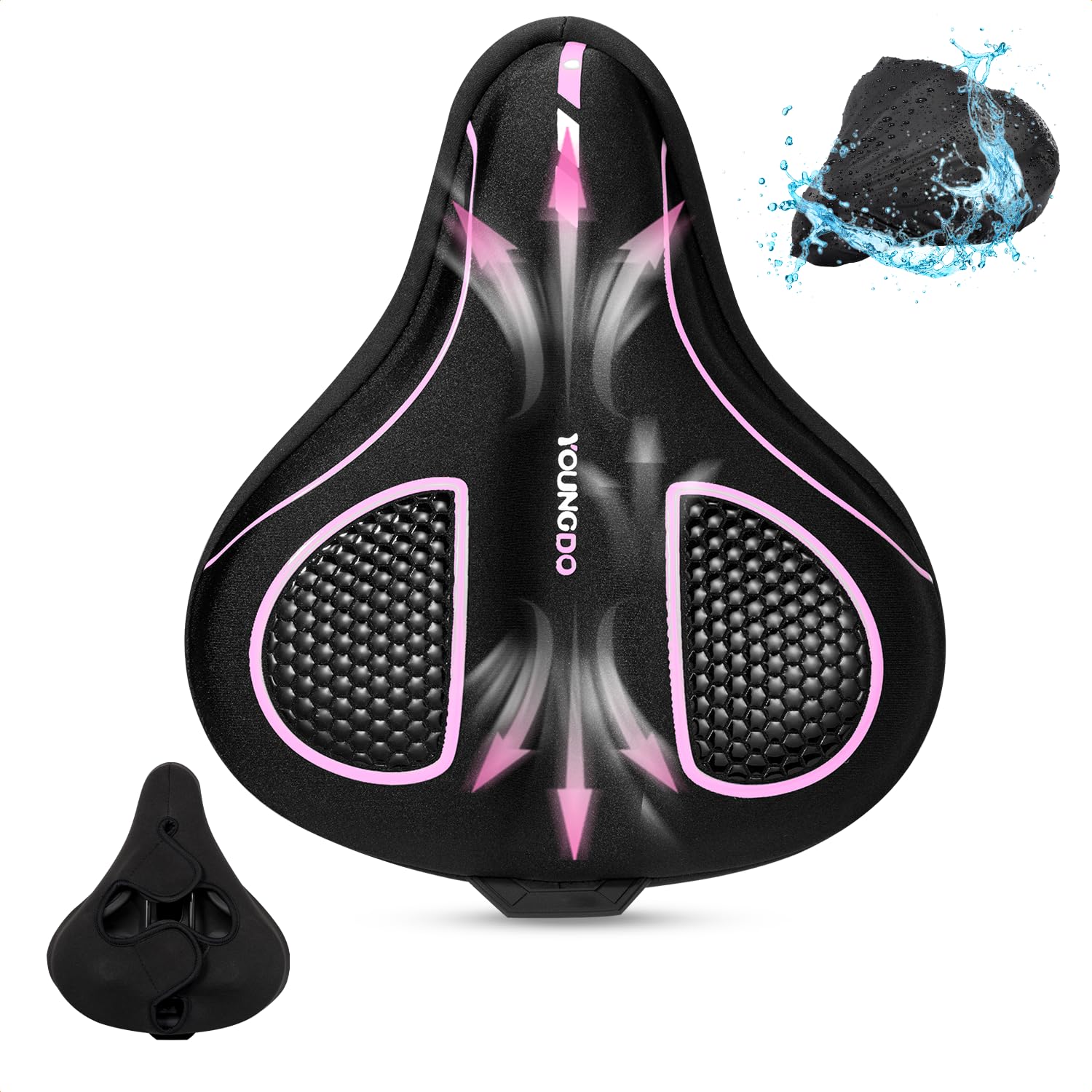 YOUNGDO Bicycle Saddle Saddle Cushion Extra Memory Foam Waterproof Shock Easy Installation Cover, Cover, Thick, Cushion, Cover, Comfortable,