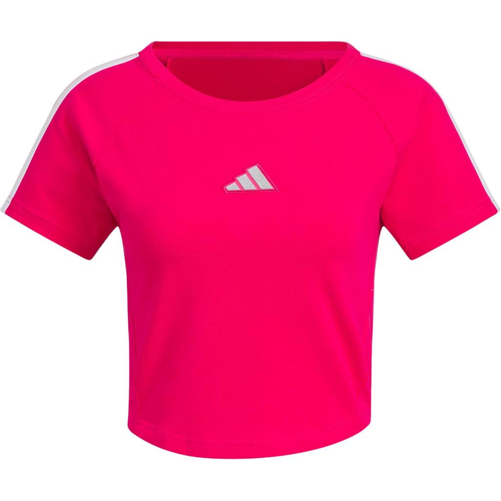 Adidas T Shirts Women's Eye Catching Pink/White Crew Neck Moderate Other KC0183