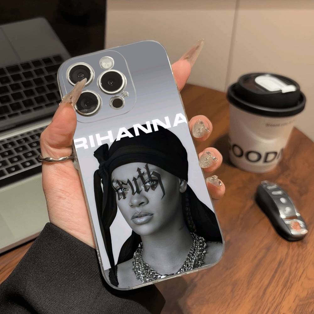 R-Rihanna Popular Singer Star Shockproof Silicone Clear Case for iPhone 17 16 15 14 13 12 11 Mini Pro Max Plus Cover