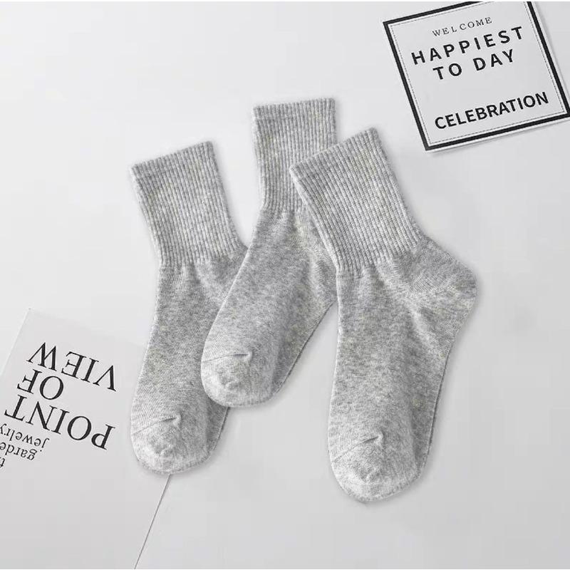 White Mid-calf Socks for Women in Autumn and Winter, Lace Cotton Pile Socks, Trendy Cotton, Sweat-absorbing